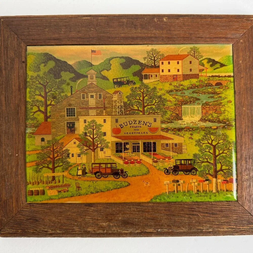 Vintage Charles Wysocki  Picture Print On Wooden